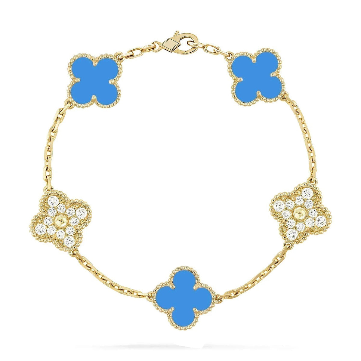 [Aura ]New CLOVER 5 MOTIF BLUE AGATE BRACELET COLLECTION