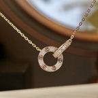 Aura LOVE 7,6MM HALSKETTE ROSÉGOLD UND SILBER VOLL MIT DIAMANTEN