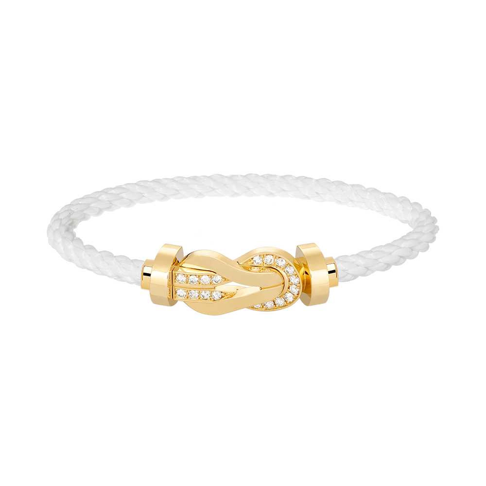 Aura CHANCE LARGE 8 FIGURE BUCKLE HALF DIAMOND BRACELET GOLD