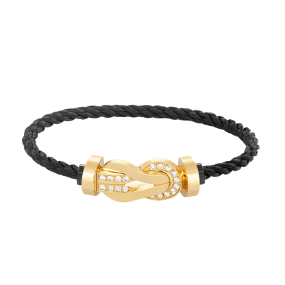 [⭐Aura ]CHANCE LARGE 8 FIGURE BUCKLE HALF DIAMOND BRACELET GOLD