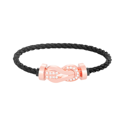 [⭐Aura ]CHANCE LARGE 8 FIGURE BUCKLE HALF DIAMOND BRACELET ROSE GOLD