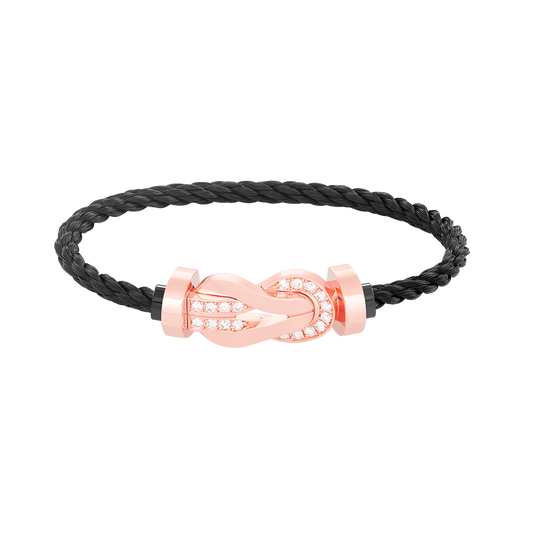 [⭐Aura ]CHANCE LARGE 8 FIGURE BUCKLE HALF DIAMOND BRACELET ROSE GOLD