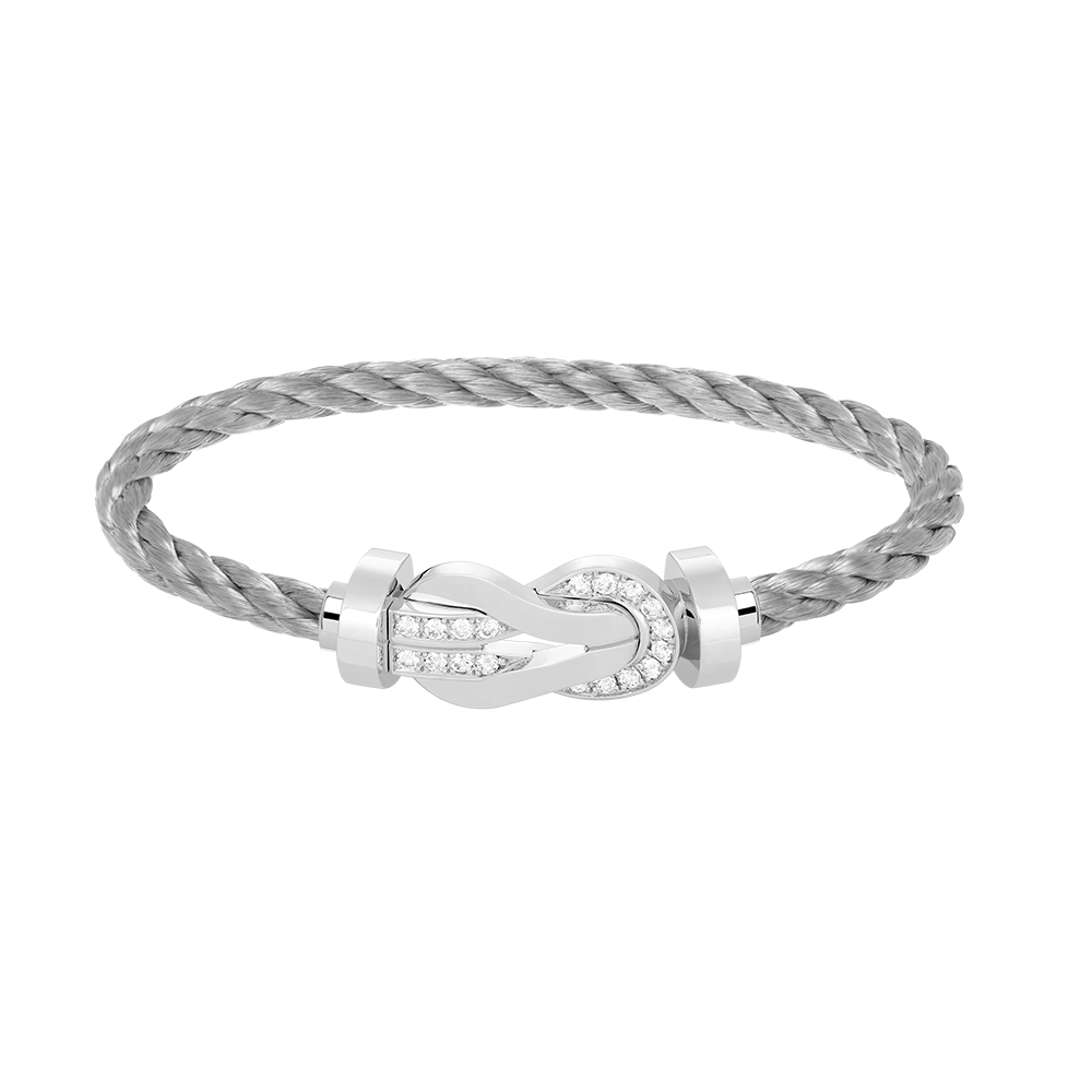 Aura CHANCE LARGE 8 FIGURE BUCKLE HALF DIAMOND BRACELET SILVER