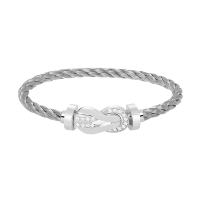[⭐Aura ]CHANCE LARGE 8 FIGURE BUCKLE HALF DIAMOND BRACELET SILVER