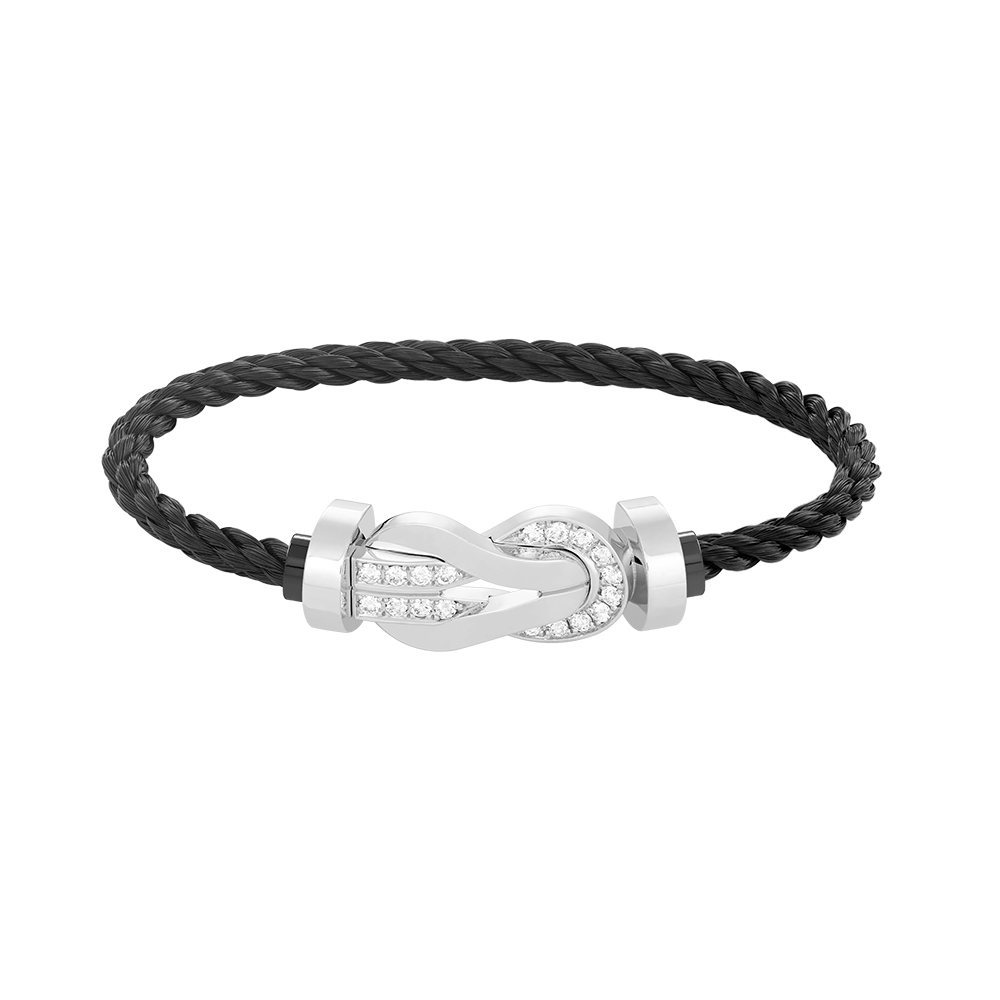 Aura CHANCE LARGE 8 FIGURE BUCKLE HALF DIAMOND BRACELET SILVER