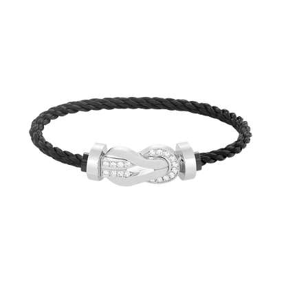 [⭐Aura ]CHANCE LARGE 8 FIGURE BUCKLE HALF DIAMOND BRACELET SILVER