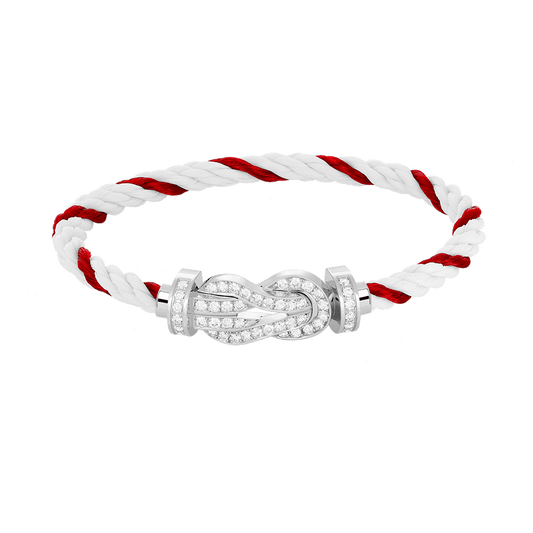 [⭐Aura ]CHANCE LARGE 8 FIGURE BUCKLE FULL DIAMOND BRACELET SILVER