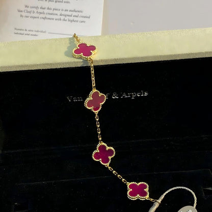 [⭐Aura]NEW CLOVER 5 MOTIFS PINK ENAMEL BRACELET