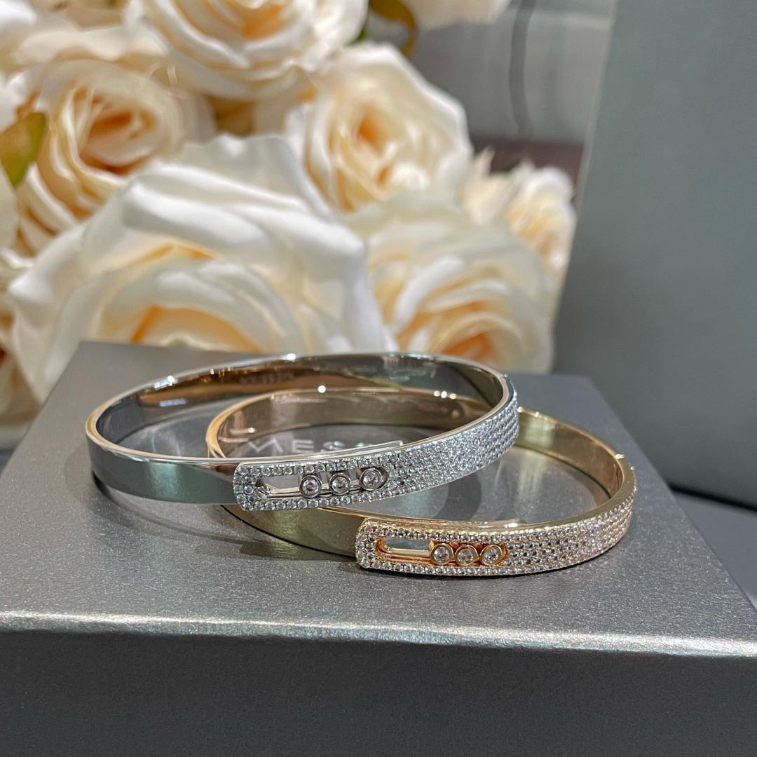 [Aura ]Move Noa Rose Gold Pavé Diamond Bangle Bracelet