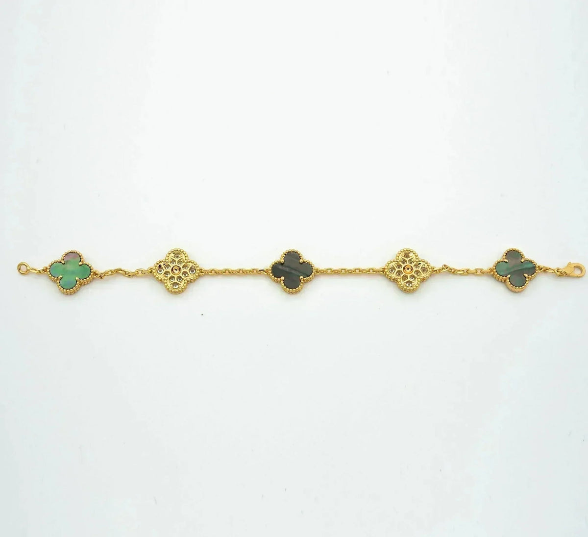 [Aura ]Neue CLOVER 5 MOTIF GRAU MOP ARMBAND KOLLEKTION