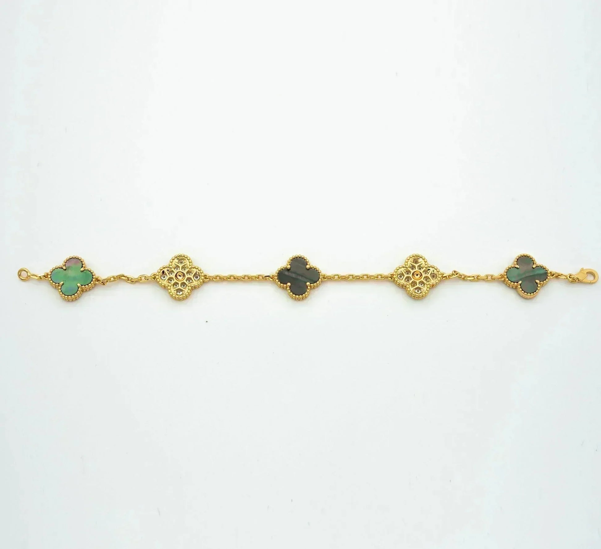 [Aura ]New CLOVER 5 MOTIF GRAY MOP BRACELET COLLECTION
