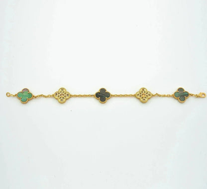 [Aura ]Neue CLOVER 5 MOTIF GRAU MOP ARMBAND KOLLEKTION