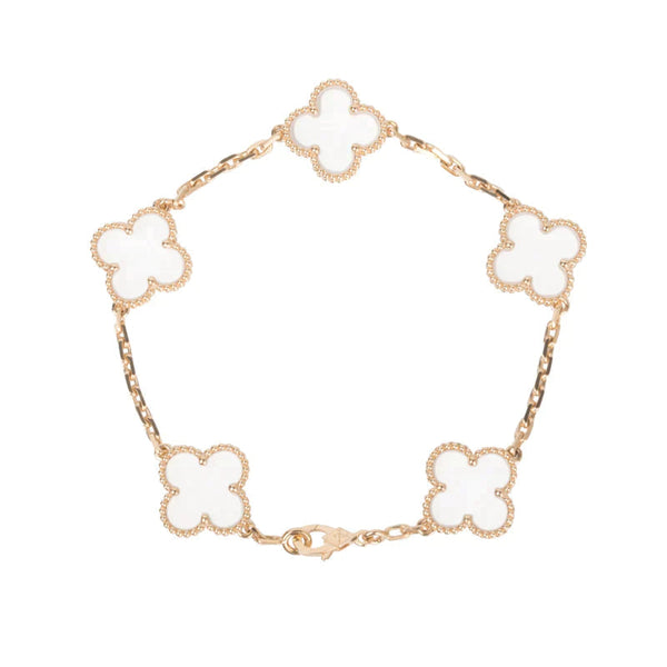 [⭐Aura ]New CLOVER 5 MOTIF ROCK CRYSTAL BRACELET