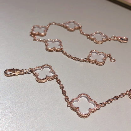[⭐Aura ]New CLOVER 5 MOTIF ROCK CRYSTAL BRACELET