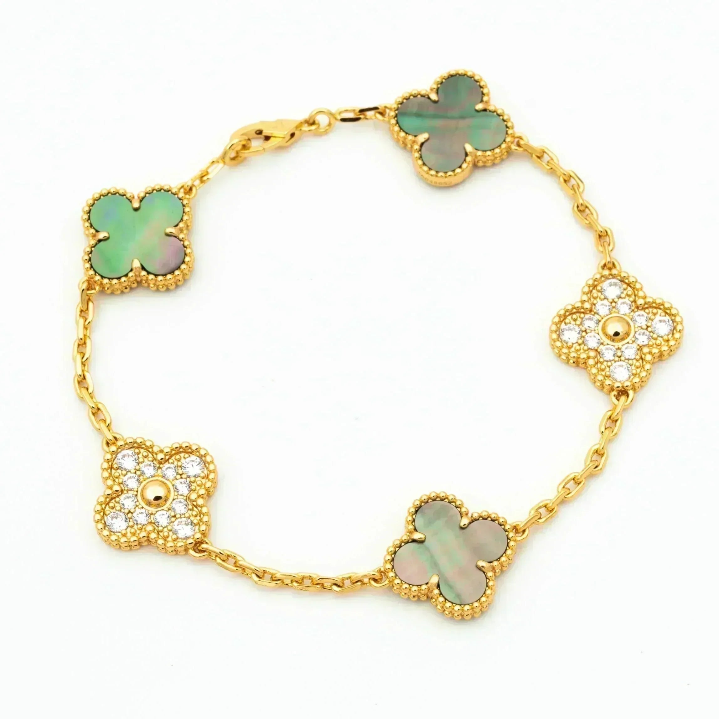 [Aura ]New CLOVER 5 MOTIF GRAY MOP BRACELET COLLECTION