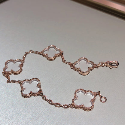 [⭐Aura ]New CLOVER 5 MOTIF ROCK CRYSTAL BRACELET