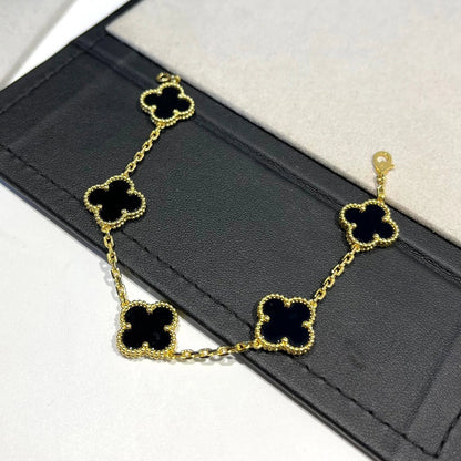 [⭐Aura ]New CLOVER 5 MOTIF ONYXS BRACELET COLLECTION