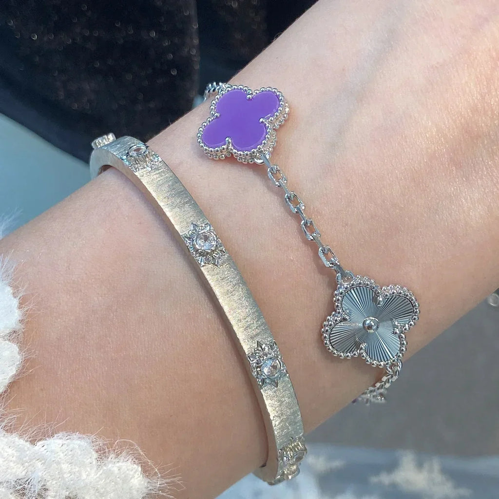 [Aura ]New  CLOVER 5 MOTIF VIOLET BRACELET COLLECTION