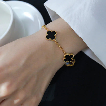 [⭐Aura ]New CLOVER 5 MOTIF ONYXS BRACELET COLLECTION