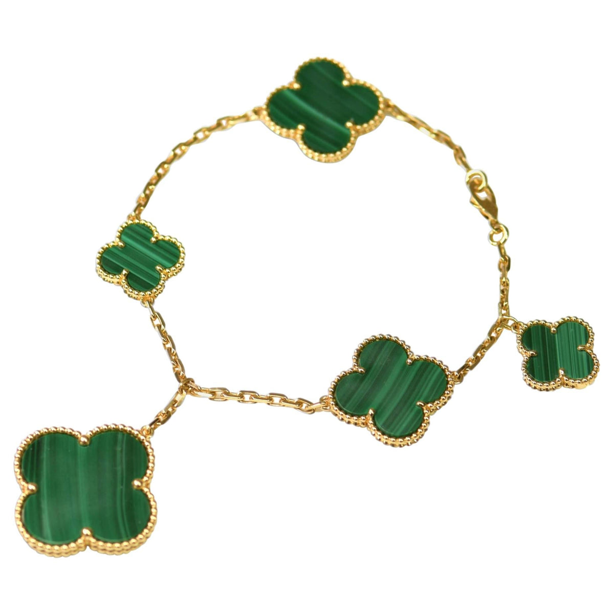 [⭐Aura ]MAGIC CLOVER MALACHITE GOLD BRACELET 5 MOTIFS