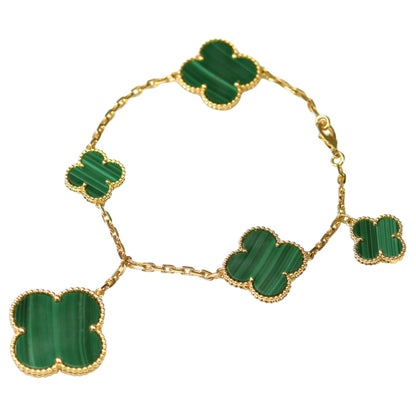 [⭐Aura ]MAGIC CLOVER MALACHITE GOLD BRACELET 5 MOTIFS