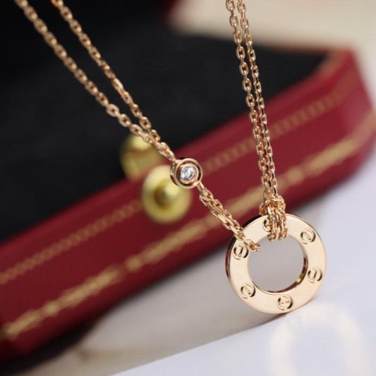 [⭐Aura ]LOVE NECKLACE ADJUSTABLE ROSE GOLD 2 DIAMOND