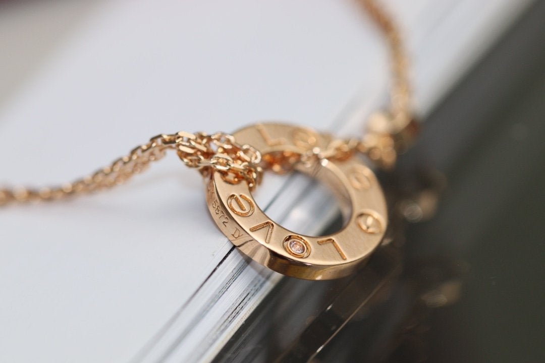 Aura LOVE NECKLACE ADJUSTABLE ROSE GOLD 2 DIAMOND