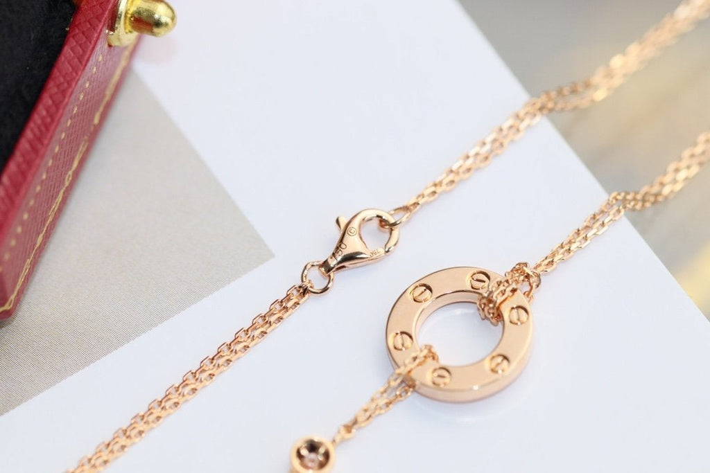 Aura LOVE NECKLACE ADJUSTABLE ROSE GOLD 2 DIAMOND