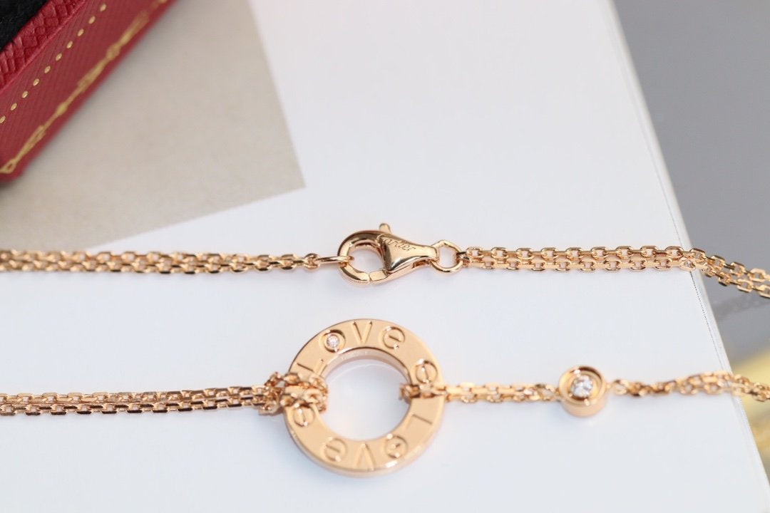 Aura LOVE NECKLACE ADJUSTABLE ROSE GOLD 2 DIAMOND
