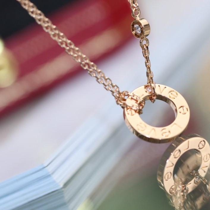 Aura LOVE NECKLACE ADJUSTABLE ROSE GOLD 2 DIAMOND