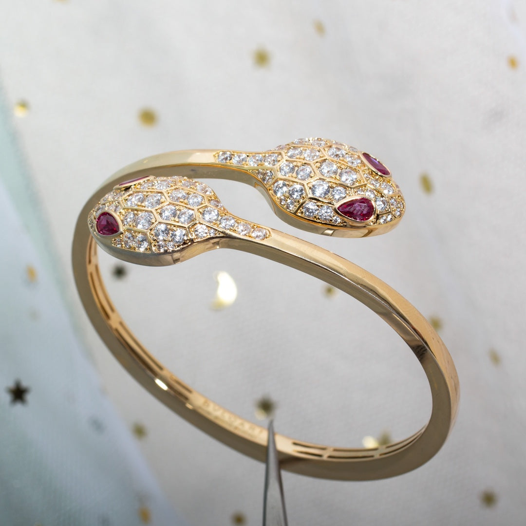 [⭐Veya]SERPENTI ARMBAND ROSÉGOLD DIAMANT DOPPELSCHLANGE
