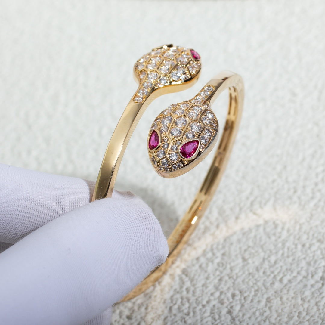 [⭐Veya]SERPENTI ARMBAND ROSÉGOLD DIAMANT DOPPELSCHLANGE