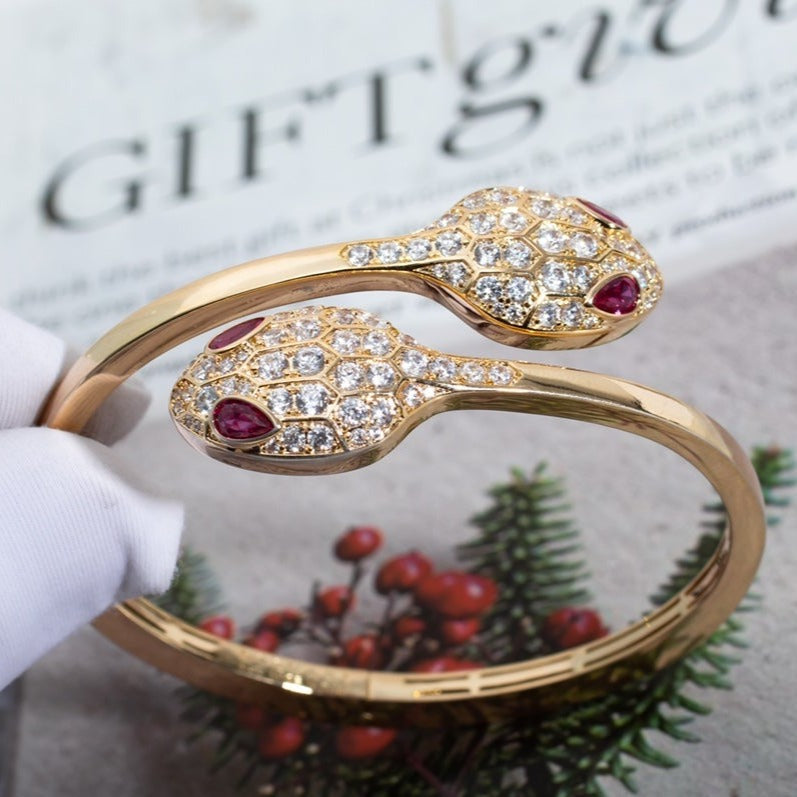[⭐Veya]SERPENTI ARMBAND ROSÉGOLD DIAMANT DOPPELSCHLANGE