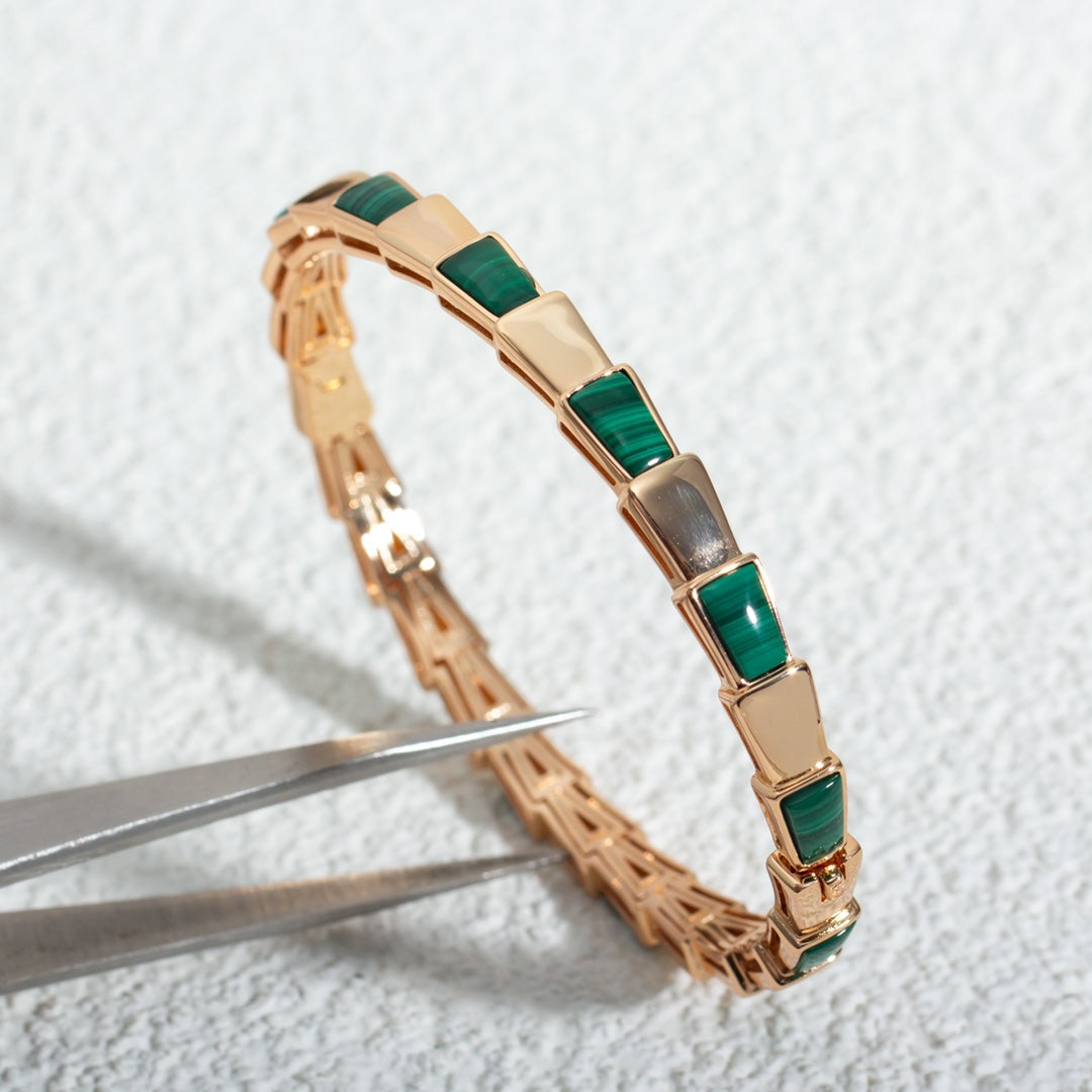 [⭐Veya]SERPENTI ARMBAND ROSÉGOLD MALACHIT