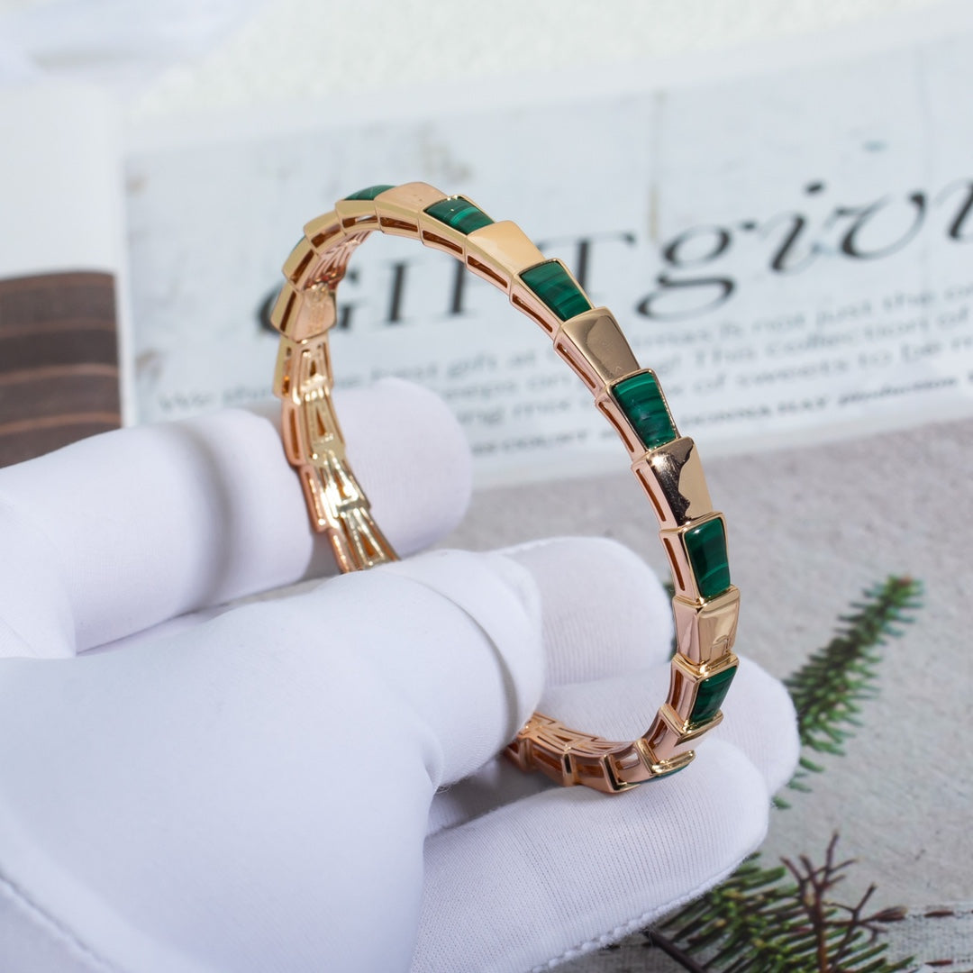 [⭐Veya]SERPENTI ARMBAND ROSÉGOLD MALACHIT