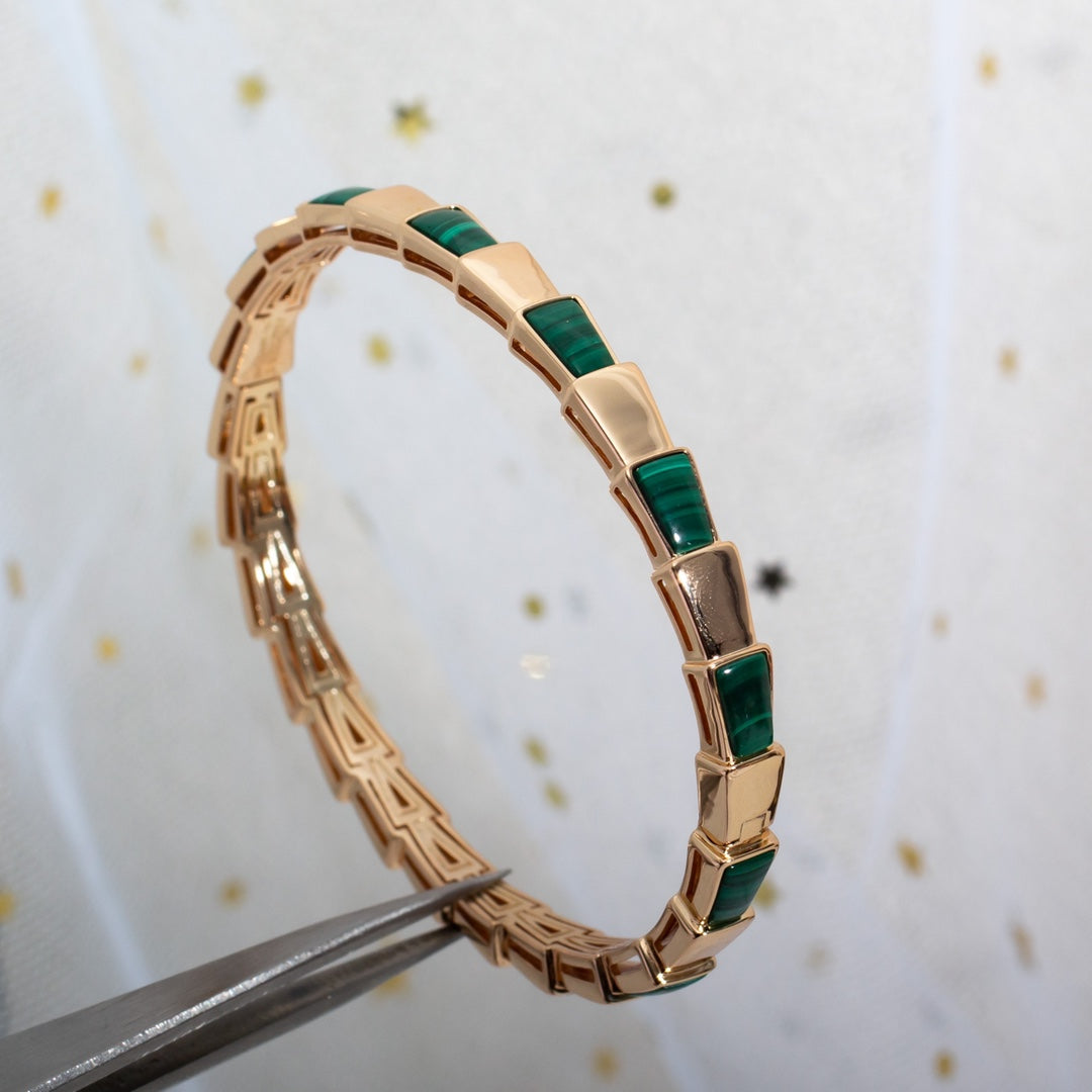 [⭐Veya]SERPENTI ARMBAND ROSÉGOLD MALACHIT
