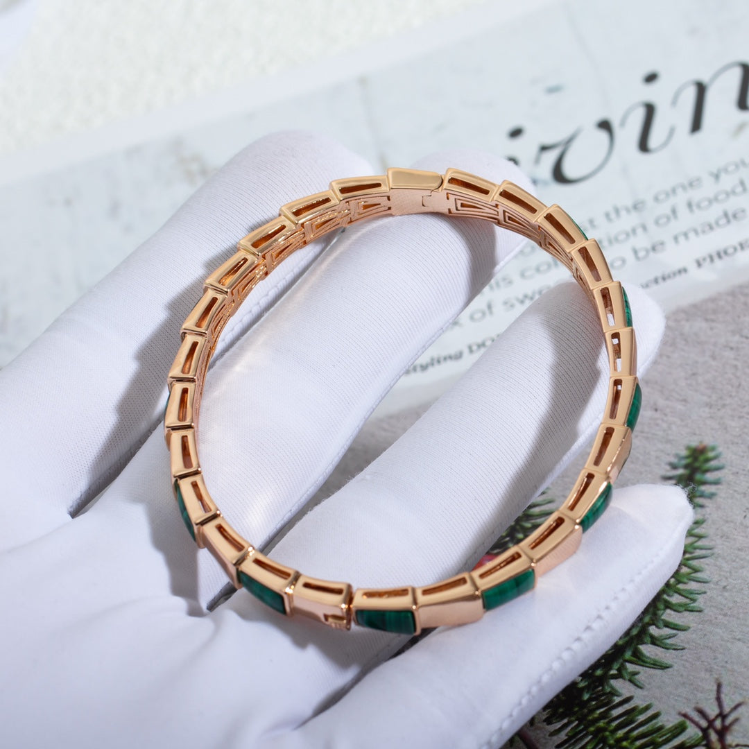 [⭐Veya]SERPENTI ARMBAND ROSÉGOLD MALACHIT