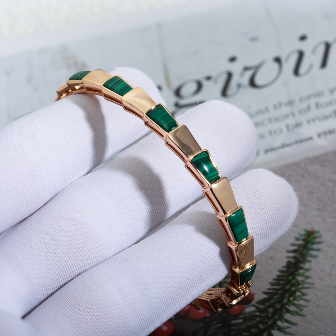 [⭐Veya]SERPENTI ARMBAND ROSÉGOLD MALACHIT