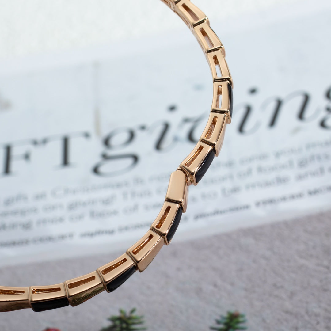 [⭐Veya]SERPENTI ARMBAND ROSÉGOLD ONYX
