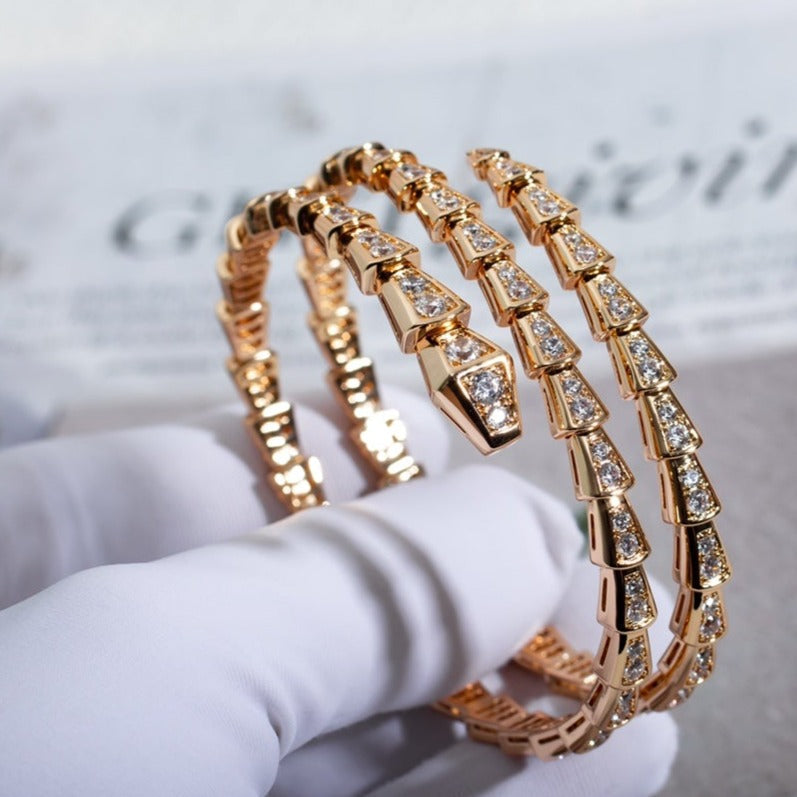 [⭐Veya]SERPENTI ARMBAND ROSÉGOLD DIAMANT DOPPELREIHE