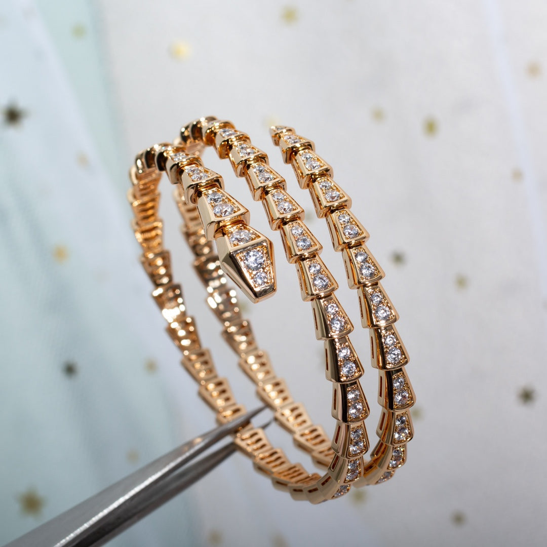 [⭐Veya]SERPENTI ARMBAND ROSÉGOLD DIAMANT DOPPELREIHE