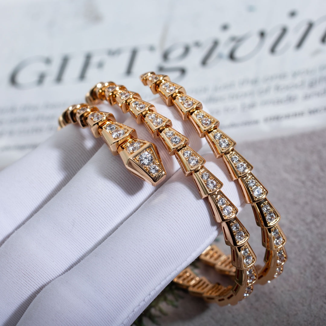 [⭐Veya]SERPENTI ARMBAND ROSÉGOLD DIAMANT DOPPELREIHE