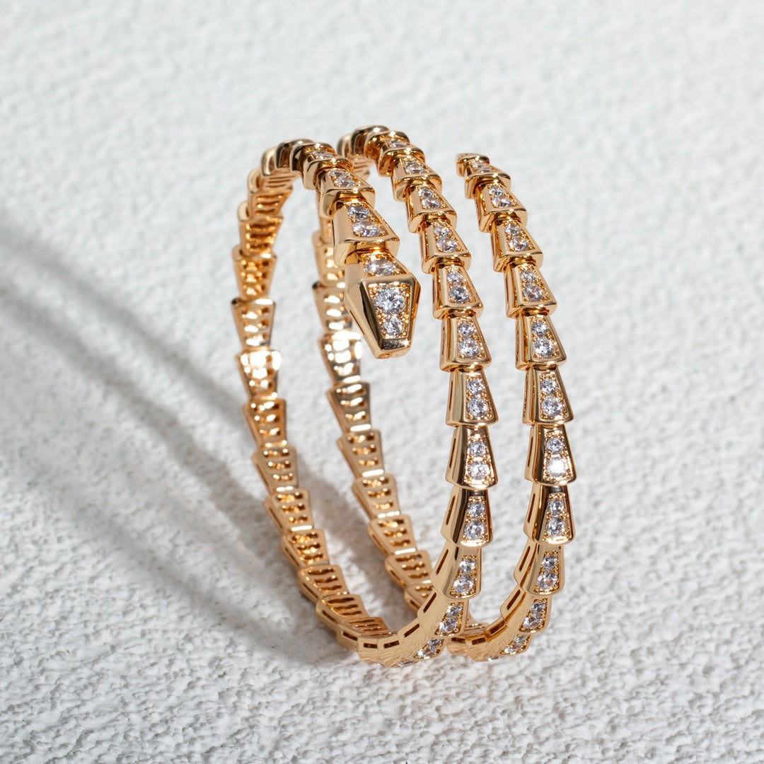[⭐Veya]SERPENTI ARMBAND ROSÉGOLD DIAMANT DOPPELREIHE
