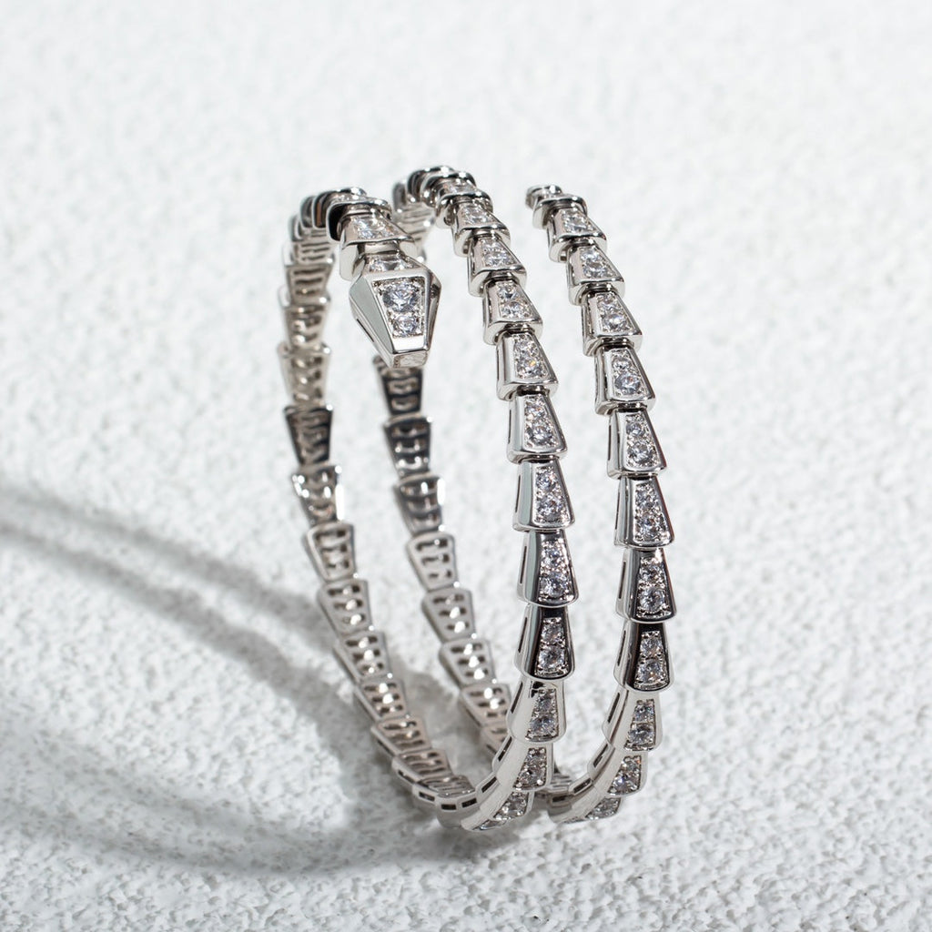 [⭐DORISW]SERPENTI BRACELET SILVER DIAMOND DOUBLE ROW