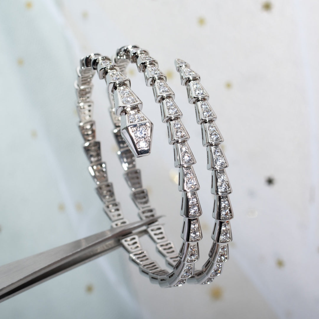 [⭐Veya]SERPENTI ARMBAND SILBER DIAMANT DOPPELREIHIG