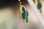 Aura CLOVER OHRRINGE GOLD MALACHIT DIAMANT 3 MOTIVE