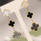 Aura CLOVER EARRINGS GOLD ONYX MOP 3 MOTIF