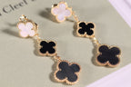 Aura CLOVER EARRINGS GOLD ONYX MOP 3 MOTIF