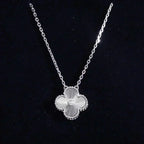 Aura CLOVER  15MM DIAMOND LASER NECKLACE SILVER