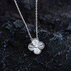Aura CLOVER  15MM DIAMOND LASER NECKLACE SILVER